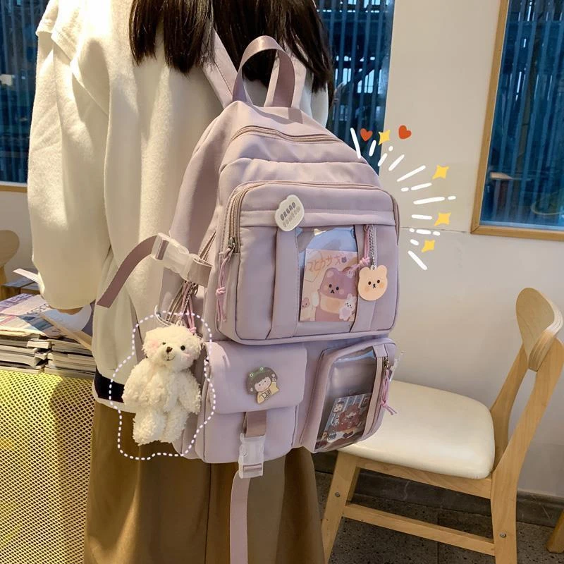Sac à dos scolaire mignon style kawaii, grande capacité et imperméable
